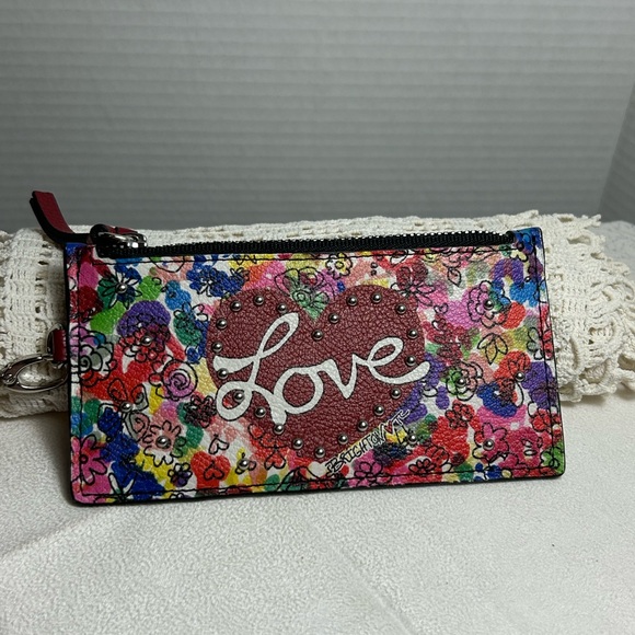 Brighton Handbags - Brighton Fashionista Love Bouquet Wallet Card & Coin Holder with Strap Leather